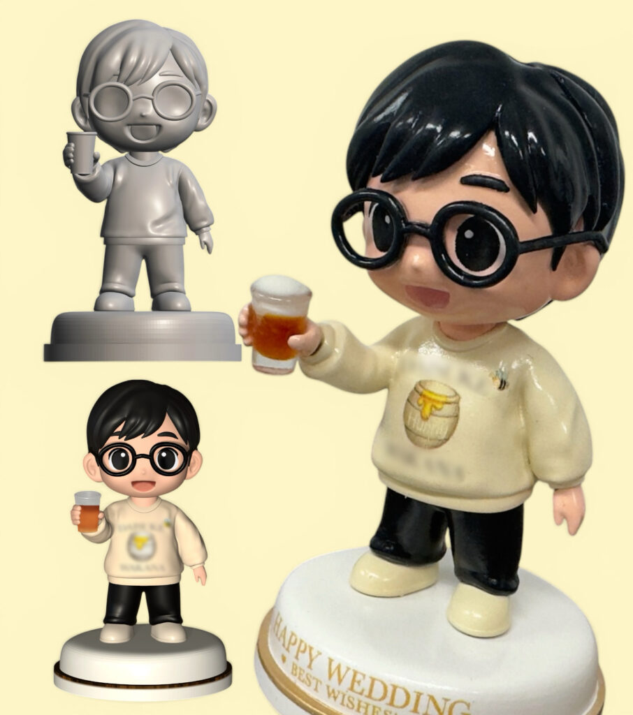 【個人のお客様】イラストから一点ものオリジナルフィギュアの3Dモデリング・プリント・塗装事例